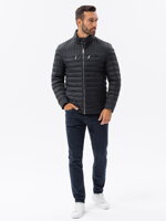 Men's quilted biker jacket - black V1 C553
