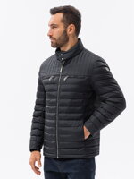 Men's quilted biker jacket - black V1 C553
