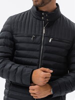 Men's quilted biker jacket - black V1 C553