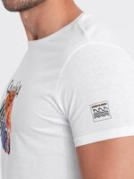 Men's printed cotton t-shirt - white V1 S1756