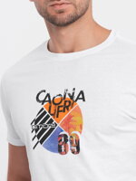 Men's printed cotton t-shirt - white V1 S1756
