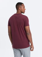 Men's cotton t-shirt with pocket print - maroon V3 S1742