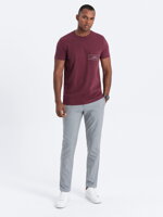 Men's cotton t-shirt with pocket print - maroon V3 S1742