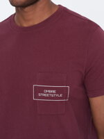 Men's cotton t-shirt with pocket print - maroon V3 S1742