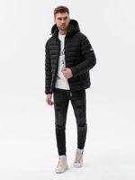 Men's winter quilted jacket - V2 black C606
