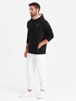 Men's hoodie with zippered pocket - black V4 OM-SSNZ-22FW-006