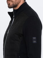 Men's unbuttoned jacket with quilted front - black V2 OM-JANP-0103