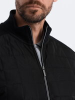 Men's unbuttoned jacket with quilted front - black V2 OM-JANP-0103