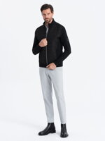 Men's unbuttoned jacket with quilted front - black V2 OM-JANP-0103