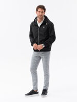 Men's hooded windbreaker jacket with classic cut - black V1 OM-JANP-22FW-006