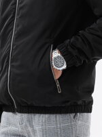 Men's hooded windbreaker jacket with classic cut - black V1 OM-JANP-22FW-006
