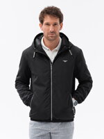 Men's hooded windbreaker jacket with classic cut - black V1 OM-JANP-22FW-006