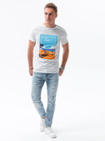 Men's printed t-shirt S1434 V-3A- white