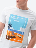 Men's printed t-shirt S1434 V-3A- white
