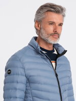 Men's mid-season quilted jacket C528 - light blue