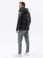 Men's winter quilted jacket - black C543