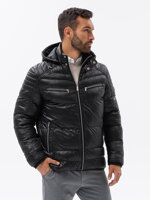 Men's winter quilted jacket - black C543