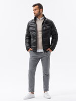 Men's winter quilted jacket - black C543