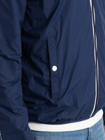 Men's windbreaker jacket with hood and contrasting details - navy blue V6 OM-JANP-0110