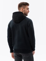 Men's combined materials HOODIE sweatshirt - black V1 OM-SSNZ-22FW-016