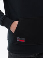Men's combined materials HOODIE sweatshirt - black V1 OM-SSNZ-22FW-016