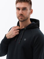 Men's combined materials HOODIE sweatshirt - black V1 OM-SSNZ-22FW-016