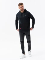 Men's combined materials HOODIE sweatshirt - black V1 OM-SSNZ-22FW-016
