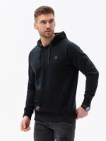 Men's combined materials HOODIE sweatshirt - black V1 OM-SSNZ-22FW-016