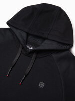 Men's combined materials HOODIE sweatshirt - black V1 OM-SSNZ-22FW-016