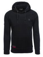 Men's combined materials HOODIE sweatshirt - black V1 OM-SSNZ-22FW-016