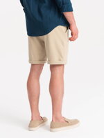 Men's knit shorts with elastic waistband - sand V3 OM-SRCS-0107