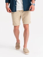 Men's knit shorts with elastic waistband - sand V3 OM-SRCS-0107