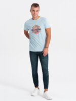 Men's printed cotton t-shirt - blue V2 S1740