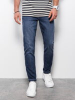 Spodnie męskie jeansowez przetarciami REGULAR FIT - ciemnoniebieskie V4 OM-PADP-0102