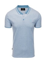 Men's melange polo shirt with contrast collar - blue V3 S1618