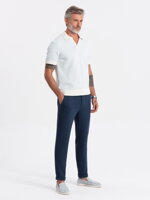 Men's knit pants with elastic waistband - navy blue V1 OM-PACP-0121