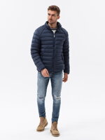 Men's winter quilted jacket - V1 dark blue C606