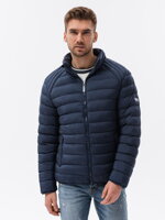 Men's winter quilted jacket - V1 dark blue C606