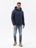 Men's winter quilted jacket - V1 dark blue C606