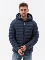 Men's winter quilted jacket - V1 dark blue C606