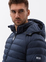 Men's winter quilted jacket - V1 dark blue C606