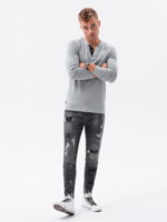 Men's plain longsleeve L133 - light grey melange