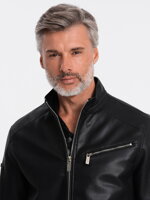 Men's leather jacket - black C604