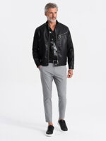 Men's leather jacket - black C604