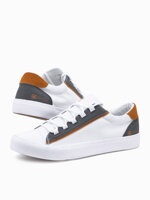 Men's short sneakers with contrasting inserts - white V1 OM-FOTL-0120