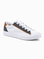 Men's short sneakers with contrasting inserts - white V1 OM-FOTL-0120