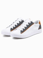 Men's short sneakers with contrasting inserts - white V1 OM-FOTL-0120