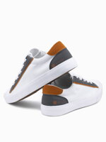 Men's short sneakers with contrasting inserts - white V1 OM-FOTL-0120