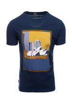 Men's printed t-shirt S1434 V-7B- navy
