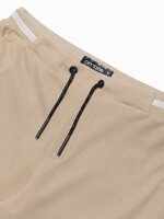 Men's knitted shorts with decorative elastic waistband - beige V3 OM-SRCS-0110